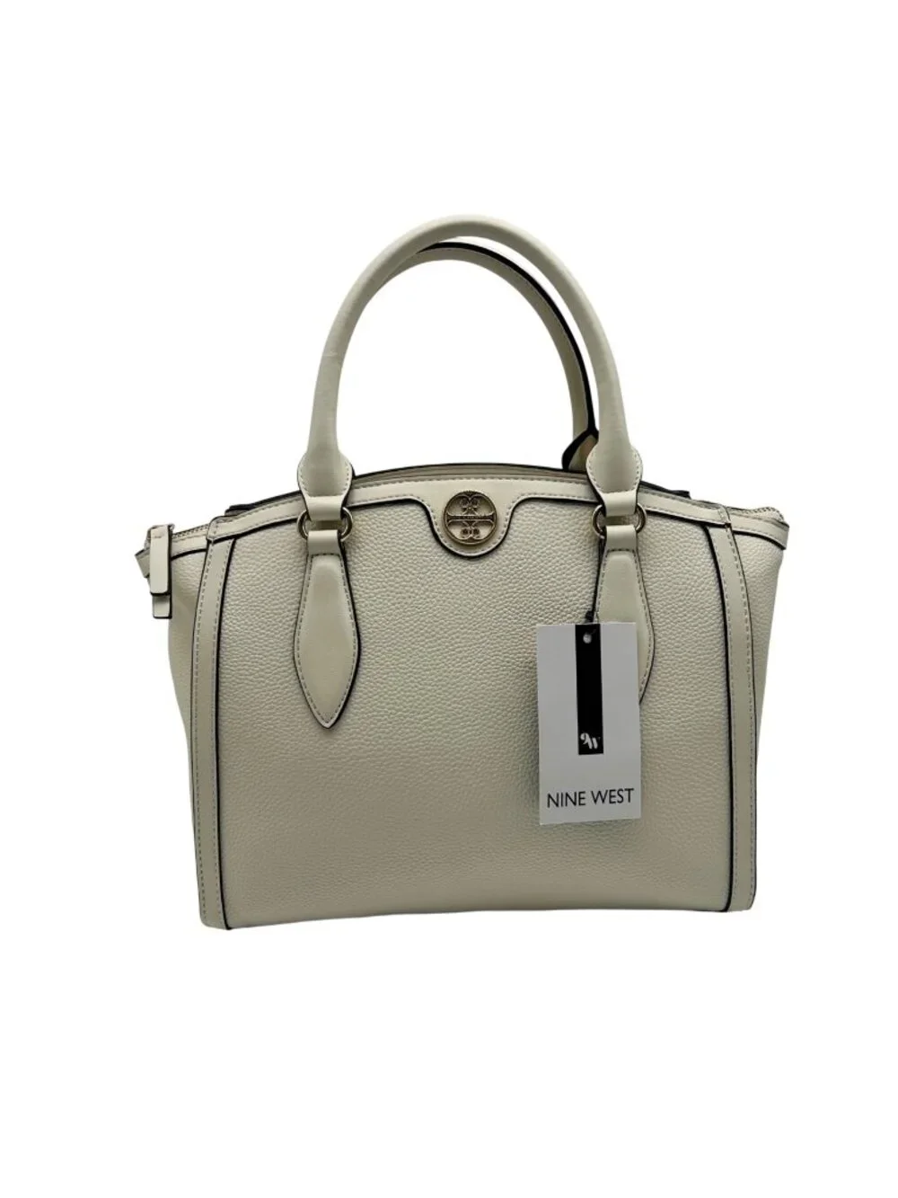Nine West Ivory Faux Leather Kyelle Medium Jet Set Satchel Bag